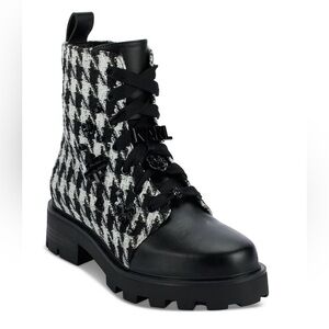 Karl Lagerfeld Makenzie houndstooth combat boots size 10 brand new